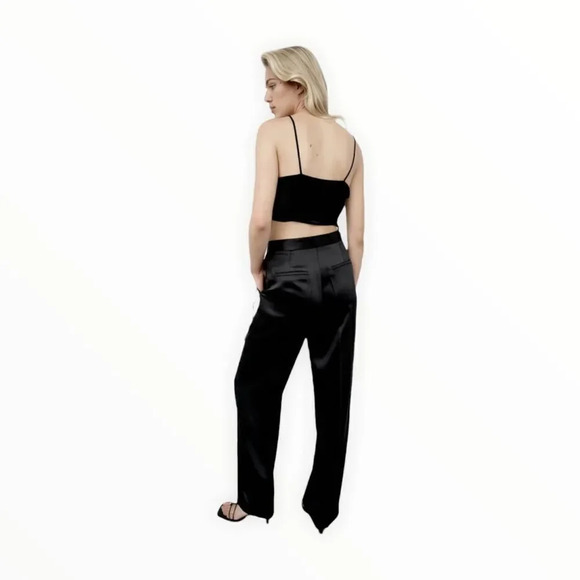 ZARA | Black | SATIN EFFECT TOP WITH BOW - Picture 5 of 7